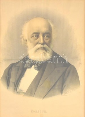 August Schubert (1844-?): Kossuth Lajos. Litográfia, papír, jelzett a litográfián nyomtatva. Freytag G. és Berndt...