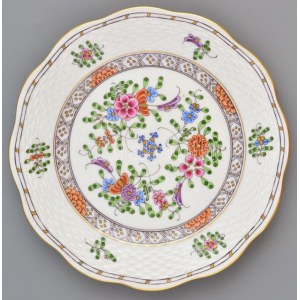 Herendi Waldstein (WMC) mintás tányér. Kézzel festett, jelzett, hibátlan d: 19,5 cm