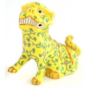 Herendi kínai kapuőrző oroszlán, kézzel festett, jelzett, hibátlan, m: 16 cm / Herend Chinese guardian lion (Foo dog)...