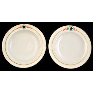 1952 Herendi porcelán tányér mély és lapos Rákosi címerrel. Feltehetően gyártás előtti egyedi mintadarabok...