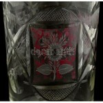 Biedermeier üveg pohár. Fújt, metszett, színezett. Hibátlan. 14,5 cm