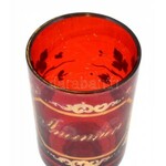 XIX. sz. vége: Rubinvörös üveg pohár. Fújt, kézzel festett, hibátlan, kis kopásokkal 16 cm / Handpainted antique glass...