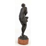 Pongrácz (Popper) B. Szigfrid (1872-1929): Akt kis faun gyerekkel. Bronz, m: 37 cm + márvány talapzat. jelzett: Pongrác...