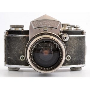 Ihagee Exakta Varex kamera, Carl Zeiss Flektogon 2,8/35 objektívvel bőrtokban. Balkezes kamera...