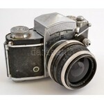 Ihagee Exakta Varex kamera, Carl Zeiss Flektogon 2,8/35 objektívvel bőrtokban. Balkezes kamera...