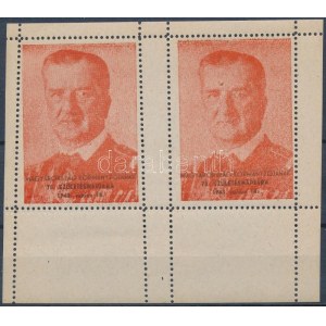 1943 Horthy Miklós 75. születésnapja levélzáró pár / Hungarian label pair