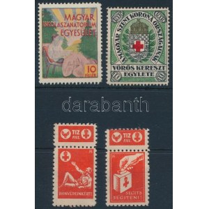 1910-1914 4 db különféle Vöröskereszt segélybélyeg / 4 different charity stamps