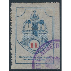 1910 Szatmárnémeti 1K illetékbélyeg 1-es típus (50.000)