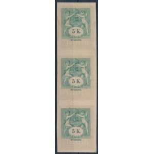 1898 5K próbanyomat hármascsík kartonpapíron / proof, stripe of 3 on cardboard paper