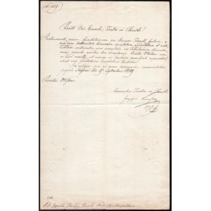 1849 Kunszt József (1790-1866) leendő kalocsai érsek által aláírt egyházi irat