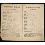 1827 Szabómester számára kiállított vándorkönyv, sok bejegyzéssel, magyar és német nyelven