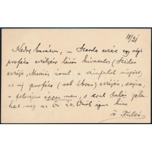 cca 1910 Ágai Adolf ( Rosenzweig Adolf 1836-1916) autográf sorai névjegykártyáján Gerő Ödön (1863-1939...