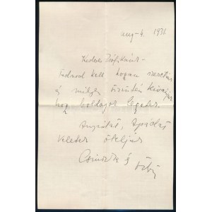 1931 Boncza Berta Csinszka (1894-1934) autográf és férje Márffy Ödön által is aláírt levele Gerő Zsófiának (1895-1966)...
