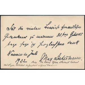 1932. július Wannsee, Max Liebermann (1847-1935) német festőművész, a századforduló kiemelkedő képzőművészének...