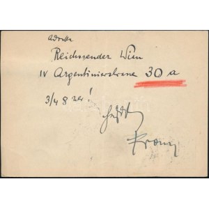 1939.XI.18 Lehár Ferenc (1870-1948) zeneszerző saját kézzel megírt és pecsétjével ellátott...