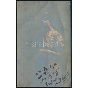 Sylvia Pankhurst (1882-1960) angol nőjogi aktivista autográf dedikálása egy őt ábárzoló fotólapon Szebenyi Endre (1912...