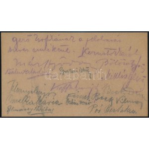 cca 1910-18 A XX. század elejének kiemelkedő festőművészei és írói által aláírt névjegykártya Kernstok Károly (1873...