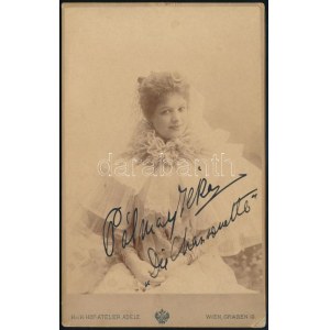 1895 Pálmay Ilka (1859-1945) Kinsky Jenő grófné, színésznő, énekesnő saját kézzel aláírt keményhátú fotója...