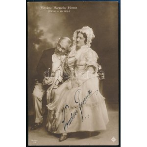 1917 Vendrei Ferenc (1858-1940) színész aláírása egy őt ábrázoló fotólapon, 13x8 cm