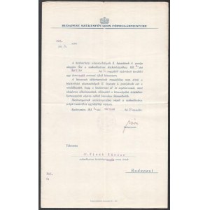 1936 Dr. Sipőcz Jenő (1878-1937) Budapest polgármestere aláírása egy segédorvosi kinevezésen, fejléces ...