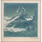 Conrad Gyula (1877-1959): Matterhorn. Fotó, papír, jelzett, kartonra kasírozva, 17×17 cm