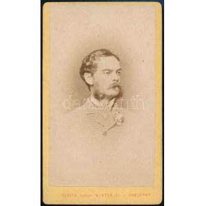 cca 1870 galántai Esterházy Alajos (1844-1912) herceg, lovassági tábornok, keményátú fotó, Carlsbad, Martin Hirsch...