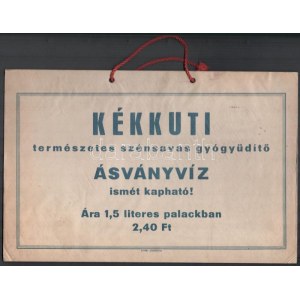 cca 1920-1940 Kékkúti természetes szénsavas gyógyüdítő ásványvíz karton reklámos táblája, Bp., Athenaeum-ny....