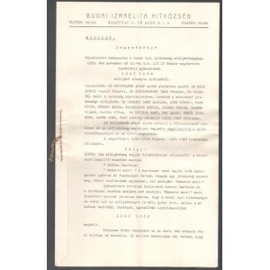1939 A Budai Izraelita Hitközség gyászülésének jegyzőkönyve melyen Gerő (Grünhut) Ödön (1863-1939) Irodalmár...