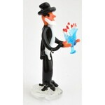 Schneider Tibor (1941-): Rabbi menórával. Miniatűr üvegszobor. Hibátlan...