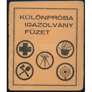 1934-1935 Különpróba igazolvány füzet,18. sz. Lóczy Lajos cserkészcsapatbélyegzéssel, bejegyzésekkel...