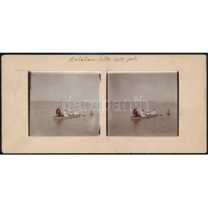 1912 Balatonlelle, csónakázós, és teniszezős a boldog békeidők Balatonjáról, 1912. júl...
