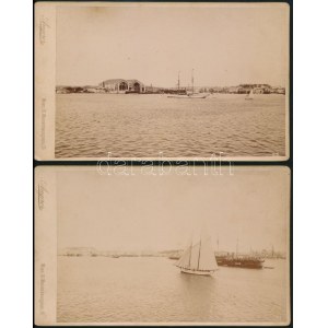 cca 1895 össz. 3 db látkép hajókkal és kikötővel, ismeretlen helyszínen (Fiume, Trieszt?)...