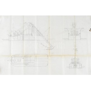 cca 1920-1930 Kotróhajó tervrajza, tus, papír, 51×70 cm