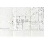 cca 1920-1930 Kotróhajó tervrajza, tus, papír, 51×70 cm