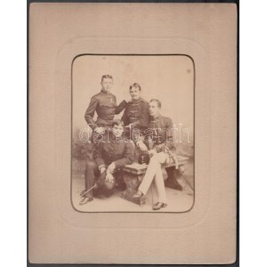 cca 1890 Katonatisztek csoportképe díszegyenruhában, felvétel Cichulski és Csonka marosvásárhelyi műterméből...