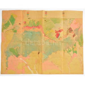 cca 1938 előtt Mátra és környékének talajtani térképe, 1:75.000, kézzel színezett nyomtatott térkép, szakadt, foltos...