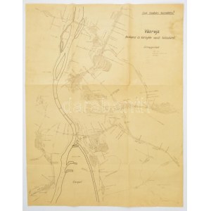 1945 Budapest és környéke vasúti hálózatának vázrajzának térképe, rajta MÁV vonalakkal, B.Sz.K.Rt. és B.H.É.V...