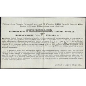 1837 Sobri Jóska betyár és Pap Andor körözvénye a fejükre kitűzött vérdíjjal...