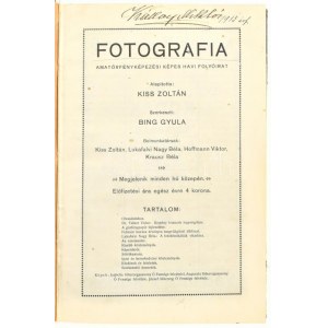 1913-1914 A Fotográfia folyóirat 20 db száma. (1913: 1-5.;8-12; 1914:1-10.) Nagykállói Kállay Miklós (1887-1967...