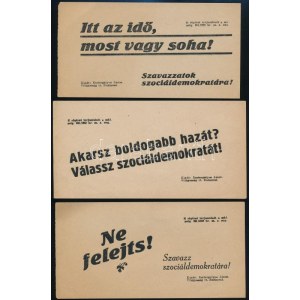 1922 3 db Szociáldemokrata röplap, Szavazzatok szociáldemokratára!, Bp., Esztergályos János,(Világosság-ny.)...