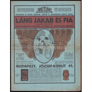 cca 1926 Láng Jakab és Fia Kerékpáralkatrész-, kerékpár-, varrógép- és gumminagykereskedők árukatalógusa. Bp....