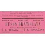 1931 A Husos Bratislava és a BAK TK Budapest futball mérkőzés szlovák nyelvű plakátja ...