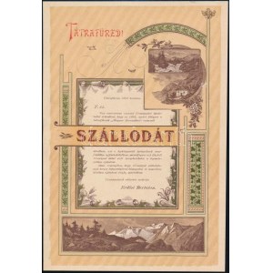 1892 Tátrafüredi Magyar Koronához Szálloda díszes, illusztrált reklám-, villamosplakátja...