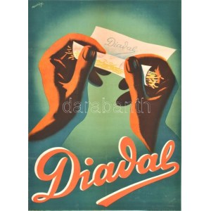 cca 1947 Macskássy János (1910-1993) Diadal szivarkapapír reklám plakát, fk: Spiró Gyula, Bp., Seidner Offset-Nyomda...