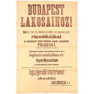 1919 Budapest Lakosaihoz...