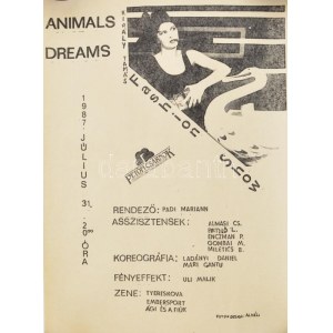 1987 Király Tamás Animals Dreams Fashion Show plakát, 1987. júl 31., Petőfi Csarnok, (foto és design Almási J. Csaba)...