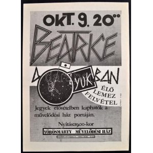 1990 Beatrice élő lemezfelvétel a Fekete Lyuk alternatív zenei klubban, Bolyó grafikája, jó állapotban...