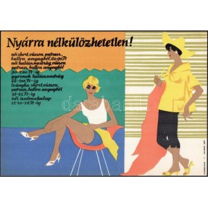 1961 Nyárra nélkülözhetetlen! női short, halásznadrág, szalmakalap. Villamosplakát. 33...
