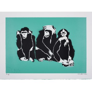Banksy (Ur.1974), 3 wise monkeys, 2019