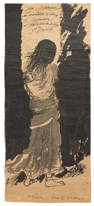 Andrzej Strumiłło (1927 Wilno -2020 Suwałki), Nepalka z dzieckiem, 1980 r.